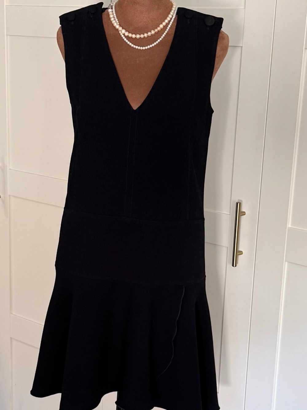 See By Chloé Navy Sleeveless Drop Waist Button Dress Size US XS /FR 34